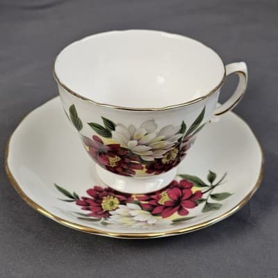 Vintage Royal Vale England Tea Cup & Saucer With Flowers Ridgeway Potteries LTD - Thumbnail 2