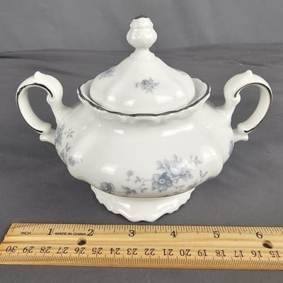 Blue Garland Sugar Bowl w Lid - Johann Haviland Bavaria Germany NEW - Thumbnail 9