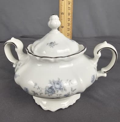 Blue Garland Sugar Bowl w Lid - Johann Haviland Bavaria Germany NEW - Thumbnail 8
