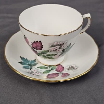 Vintage Royal Vale England Tea Cup & Saucer Flowers Ridgeway Potteries LTD - Thumbnail 2