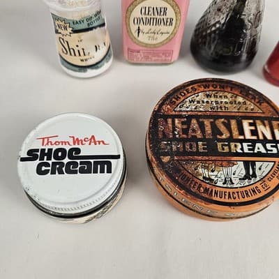 Lot of Vintage Shoe & Boot Shine Polish Tins & Bottles Esquire Pioneer Shoeshine - Thumbnail 7