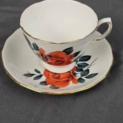 Vintage Royal Vale England Tea Cup & Saucer With Flowers Ridgeway Potteries LTD - Thumbnail 2