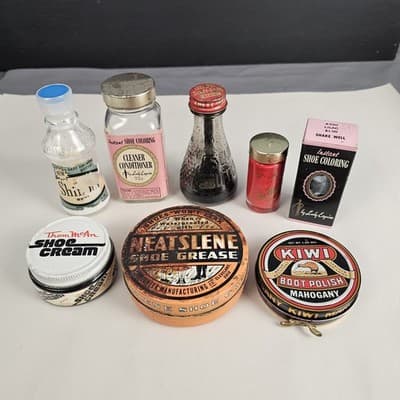 Lot of Vintage Shoe & Boot Shine Polish Tins & Bottles Esquire Pioneer Shoeshine - Thumbnail 2