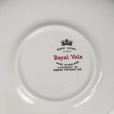 Vintage Royal Vale England Tea Cup & Saucer With Flowers Ridgeway Potteries LTD - Thumbnail 5
