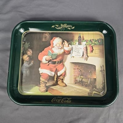 Vintage Coca Cola Santa Claus Milk/cookies Metal Serving Tray 1989 Dear Santa US