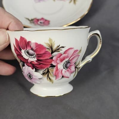 Vintage Royal Vale England Tea Cup & Saucer With Flowers Ridgeway Potteries LTD - Thumbnail 7