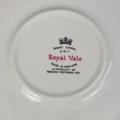 Vintage Royal Vale England Tea Cup & Saucer With Flowers Ridgeway Potteries LTD - Thumbnail 6