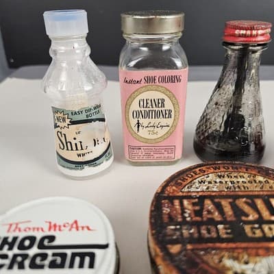 Lot of Vintage Shoe & Boot Shine Polish Tins & Bottles Esquire Pioneer Shoeshine - Thumbnail 4