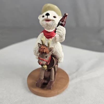 VINTAGE 1996 COCA-COLA Polar Bear Collection Polar Bear Ride M' Cowboy - Thumbnail 3