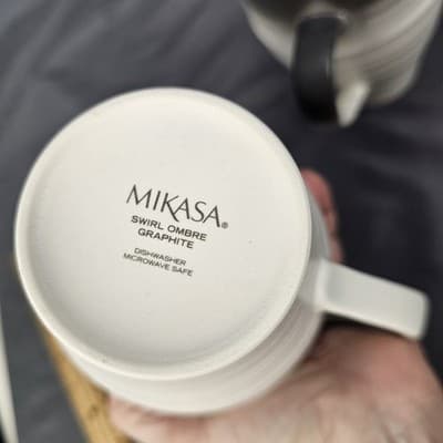 Mikasa Mug Gray Swirl Ombre Graphite 18oz Large Set of 2 - Thumbnail 4
