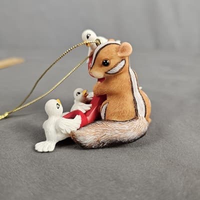 Vintage 12 Days of Christmas Ornament Chipmunk w/ 4 Calling Doves on Telephone - Thumbnail 5