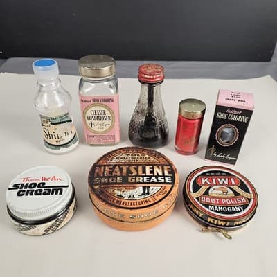 Lot of Vintage Shoe & Boot Shine Polish Tins & Bottles Esquire Pioneer Shoeshine - Thumbnail 3