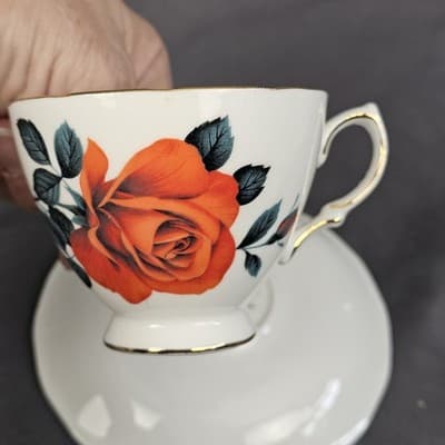 Vintage Royal Vale England Tea Cup & Saucer With Flowers Ridgeway Potteries LTD - Thumbnail 6