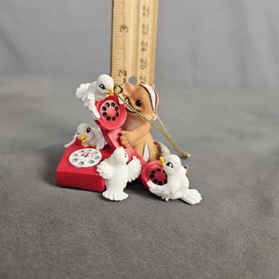 Vintage 12 Days of Christmas Ornament Chipmunk w/ 4 Calling Doves on Telephone - Thumbnail 8