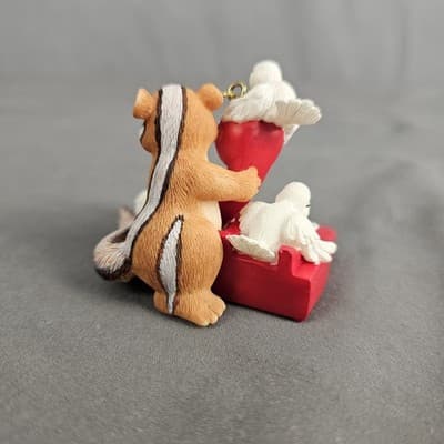 Vintage 12 Days of Christmas Ornament Chipmunk w/ 4 Calling Doves on Telephone - Thumbnail 2