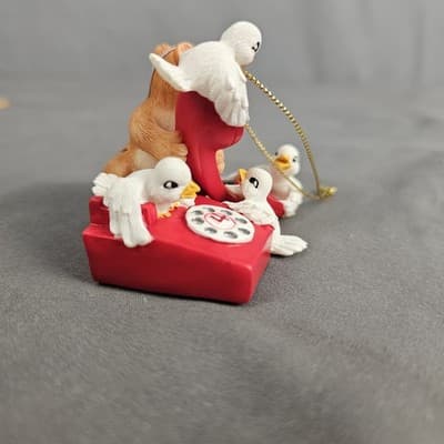 Vintage 12 Days of Christmas Ornament Chipmunk w/ 4 Calling Doves on Telephone - Thumbnail 4