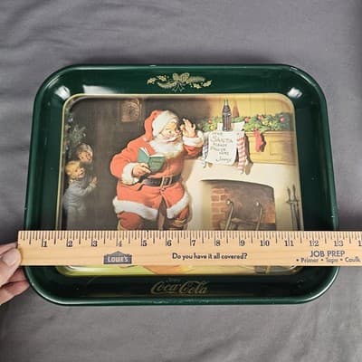 Vintage Coca Cola Santa Claus Milk/cookies Metal Serving Tray 1989 Dear Santa US - Thumbnail 3