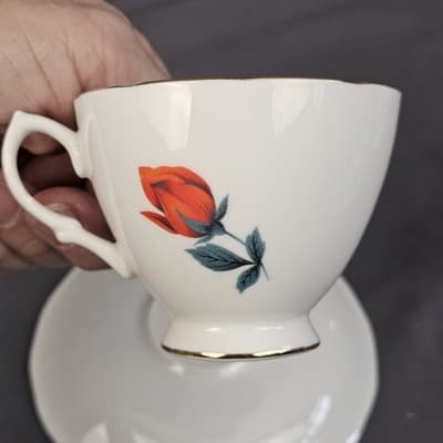Vintage Royal Vale England Tea Cup & Saucer With Flowers Ridgeway Potteries LTD - Thumbnail 7