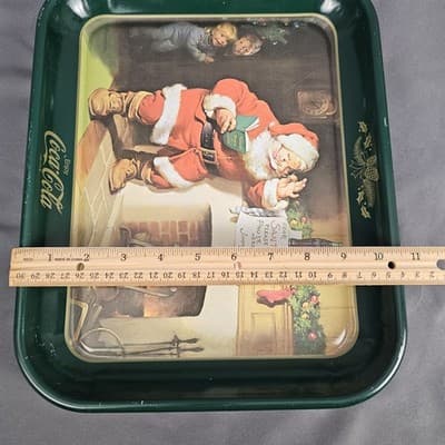 Vintage Coca Cola Santa Claus Milk/cookies Metal Serving Tray 1989 Dear Santa US - Thumbnail 4