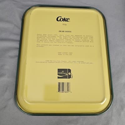 Vintage Coca Cola Santa Claus Milk/cookies Metal Serving Tray 1989 Dear Santa US - Thumbnail 5