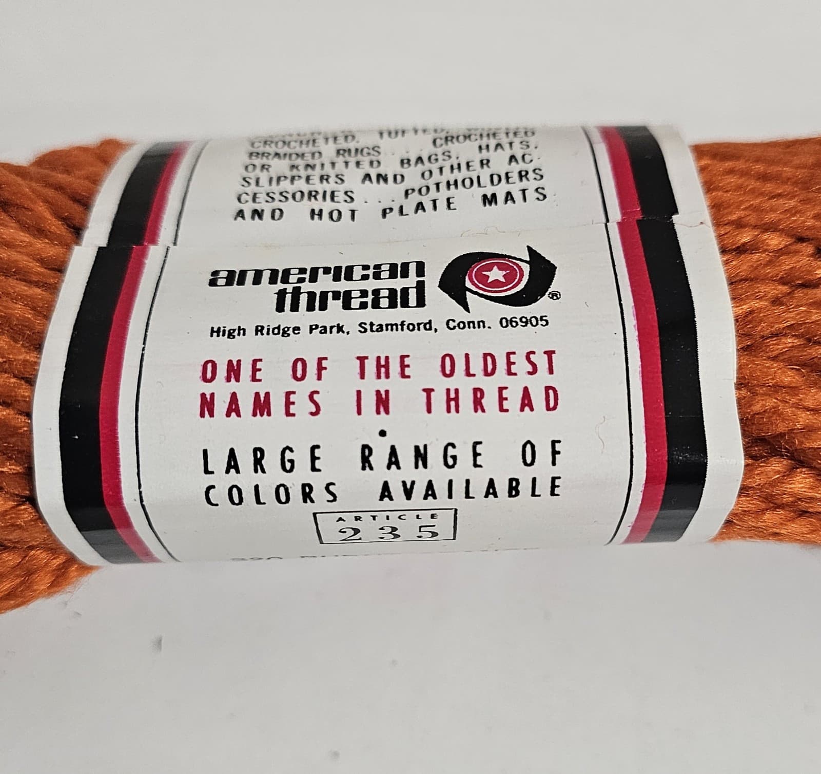 VTG Aunt Lydia's Heavy Rug Yarn Cotton & Rayon Blend 70 yds #320 Burnt Orange - Thumbnail 4