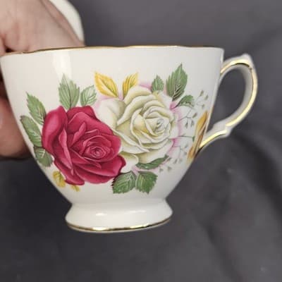 Vintage Royal Vale England Tea Cup & Saucer With Flowers Ridgeway Potteries LTD - Thumbnail 7