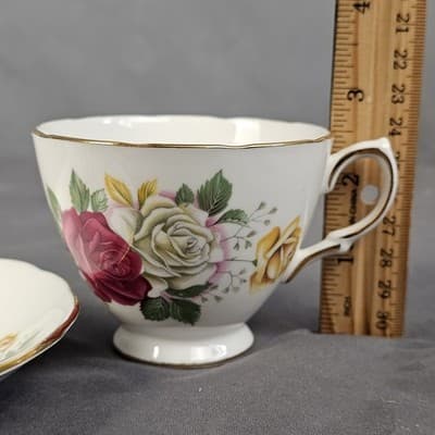 Vintage Royal Vale England Tea Cup & Saucer With Flowers Ridgeway Potteries LTD - Thumbnail 11