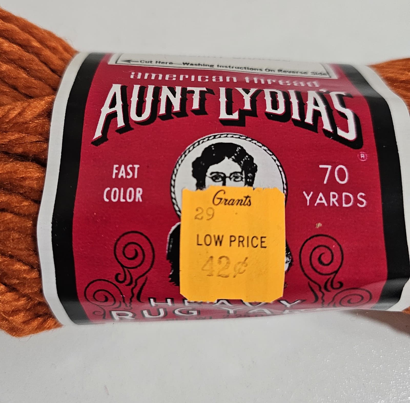 VTG Aunt Lydia's Heavy Rug Yarn Cotton & Rayon Blend 70 yds #320 Burnt Orange - Thumbnail 2