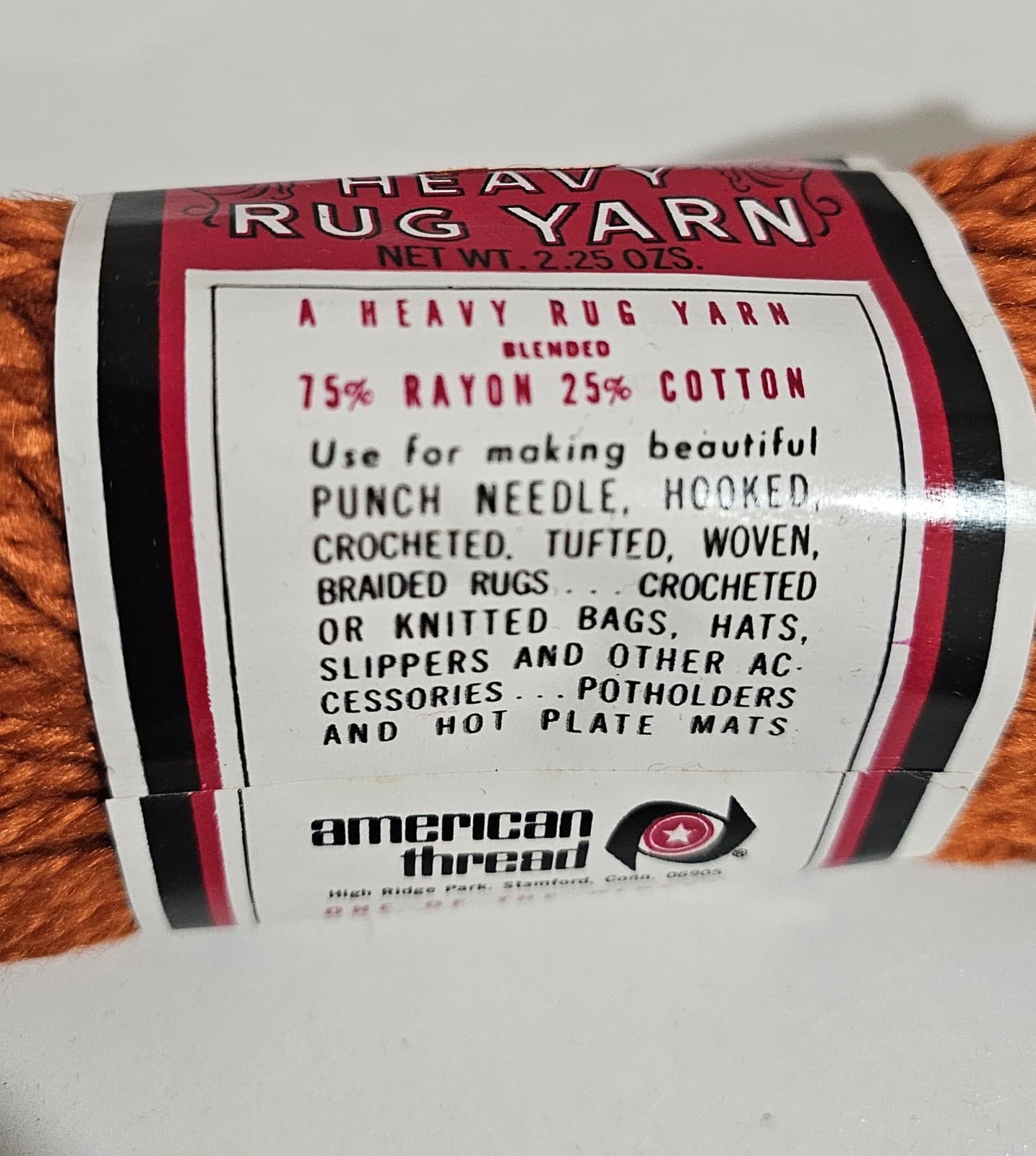 VTG Aunt Lydia's Heavy Rug Yarn Cotton & Rayon Blend 70 yds #320 Burnt Orange - Thumbnail 3