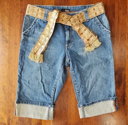A.N.A. Denim Bermuda Shorts Size 6 Jean Shorts Cuffed Blue with Belt