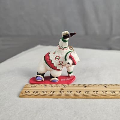 VINTAGE 1996 COCA-COLA Polar Bear Collection Polar Bear Snow Boarding 3.5" - Thumbnail 6