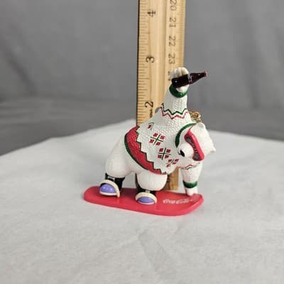 VINTAGE 1996 COCA-COLA Polar Bear Collection Polar Bear Snow Boarding 3.5" - Thumbnail 8