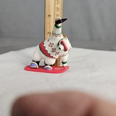 VINTAGE 1996 COCA-COLA Polar Bear Collection Polar Bear Snow Boarding 3.5" - Thumbnail 7