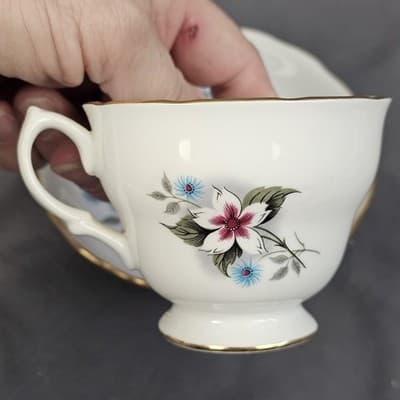Vintage Royal Vale England Tea Cup & Saucer With Flowers Ridgeway Potteries LTD - Thumbnail 6