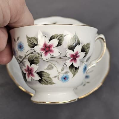 Vintage Royal Vale England Tea Cup & Saucer With Flowers Ridgeway Potteries LTD - Thumbnail 5