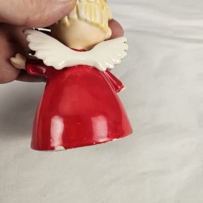 Vintage Kreiss Merry Christmuth Freckled Face Single Tooth Christmas Bell Japan - Thumbnail 5