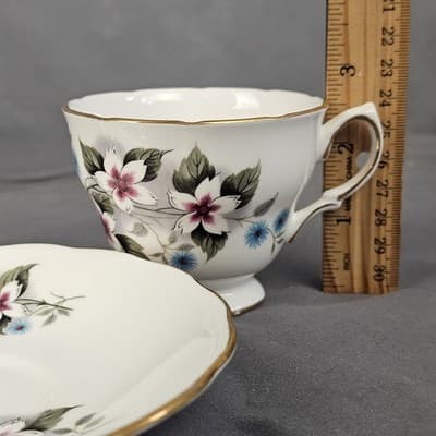 Vintage Royal Vale England Tea Cup & Saucer With Flowers Ridgeway Potteries LTD - Thumbnail 9