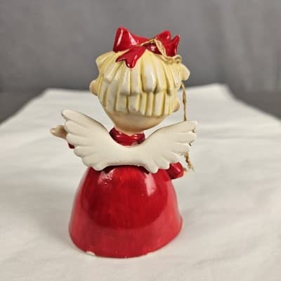 Vintage Kreiss Merry Christmuth Freckled Face Single Tooth Christmas Bell Japan - Thumbnail 2