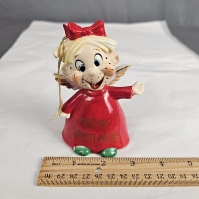 Vintage Kreiss Merry Christmuth Freckled Face Single Tooth Christmas Bell Japan - Thumbnail 6