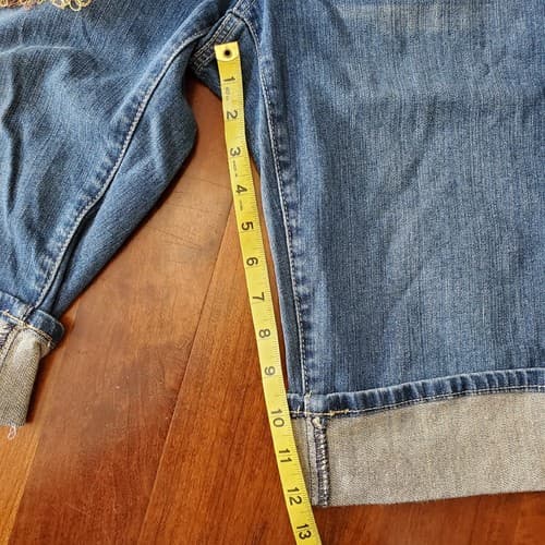 A.N.A. Denim Bermuda Shorts Size 6 Jean Shorts Cuffed Blue with Belt - Thumbnail 5