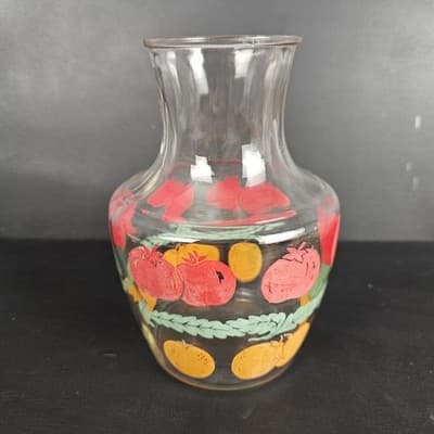 1950s Anchor Hocking Glass Juice Pitcher Tomato Orange 2 qt Vintage