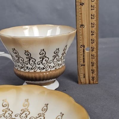 Royal Albert Overture Series Tea Cup & Saucer Bone China England Gold Filligree - Thumbnail 10