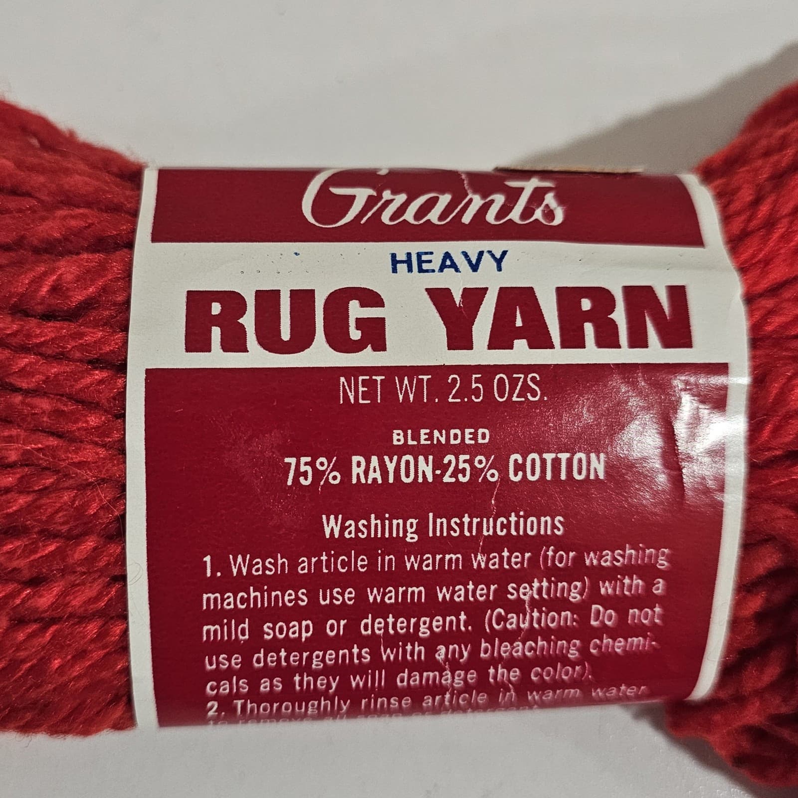 Grants Heavy Rug Yarn Red 1 Skein Rayon Cotton 2.5 oz 70 Yards - Thumbnail 4