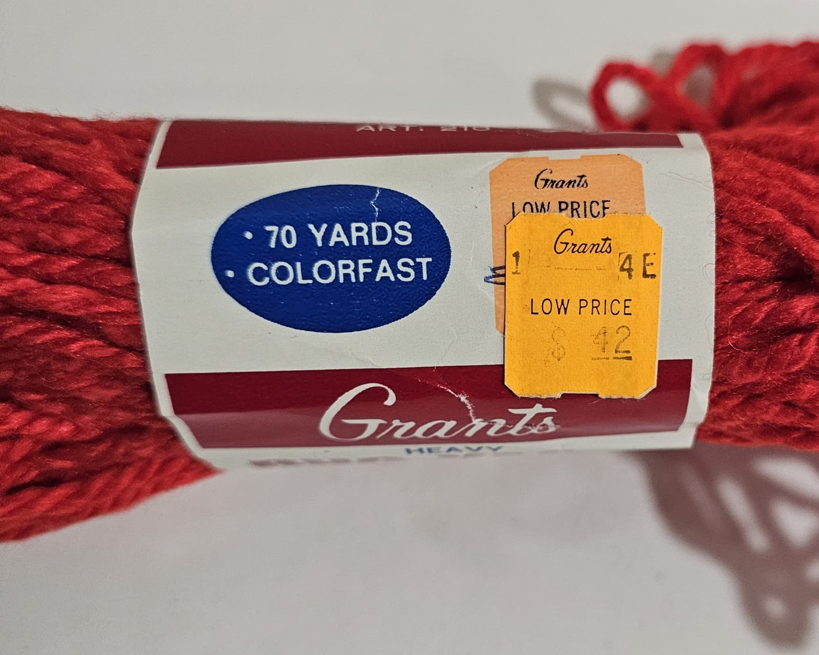 Grants Heavy Rug Yarn Red 1 Skein Rayon Cotton 2.5 oz 70 Yards - Thumbnail 2
