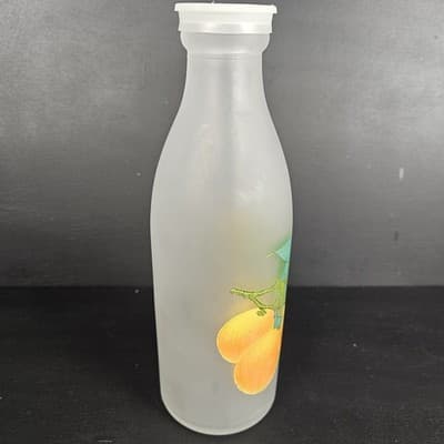 Vintage Tall Frosted Orange Juice Decanter with Lid 10.5" Tall Oranges w Leaves - Thumbnail 5