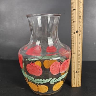 1950s Anchor Hocking Glass Juice Pitcher Tomato Orange 2 qt Vintage - Thumbnail 7