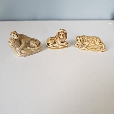 Vintage Wade Whimsies Red Rose Tea Figures Set of 3 Wild Cats