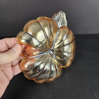 Vintage Marigold Carnival Glass Candy Dish – Clover Design - Thumbnail 4