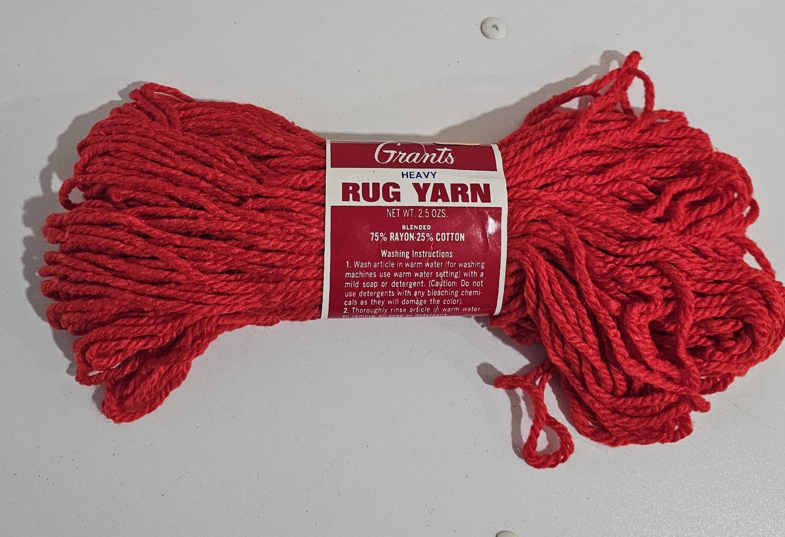 Grants Heavy Rug Yarn Red 1 Skein Rayon Cotton 2.5 oz 70 Yards