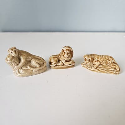 Vintage Wade Whimsies Red Rose Tea Figures Set of 3 Wild Cats - Thumbnail 3